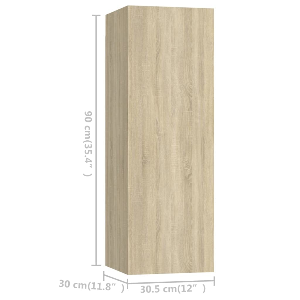 3-TLG. TV-Schrank-Set Sonoma-Eiche Holzwerkstoff, Wandmontage, Modernes Media-Center für Wohnzimmer, Schlafzimmer, Viel Stauraum, Einfache Reinigung