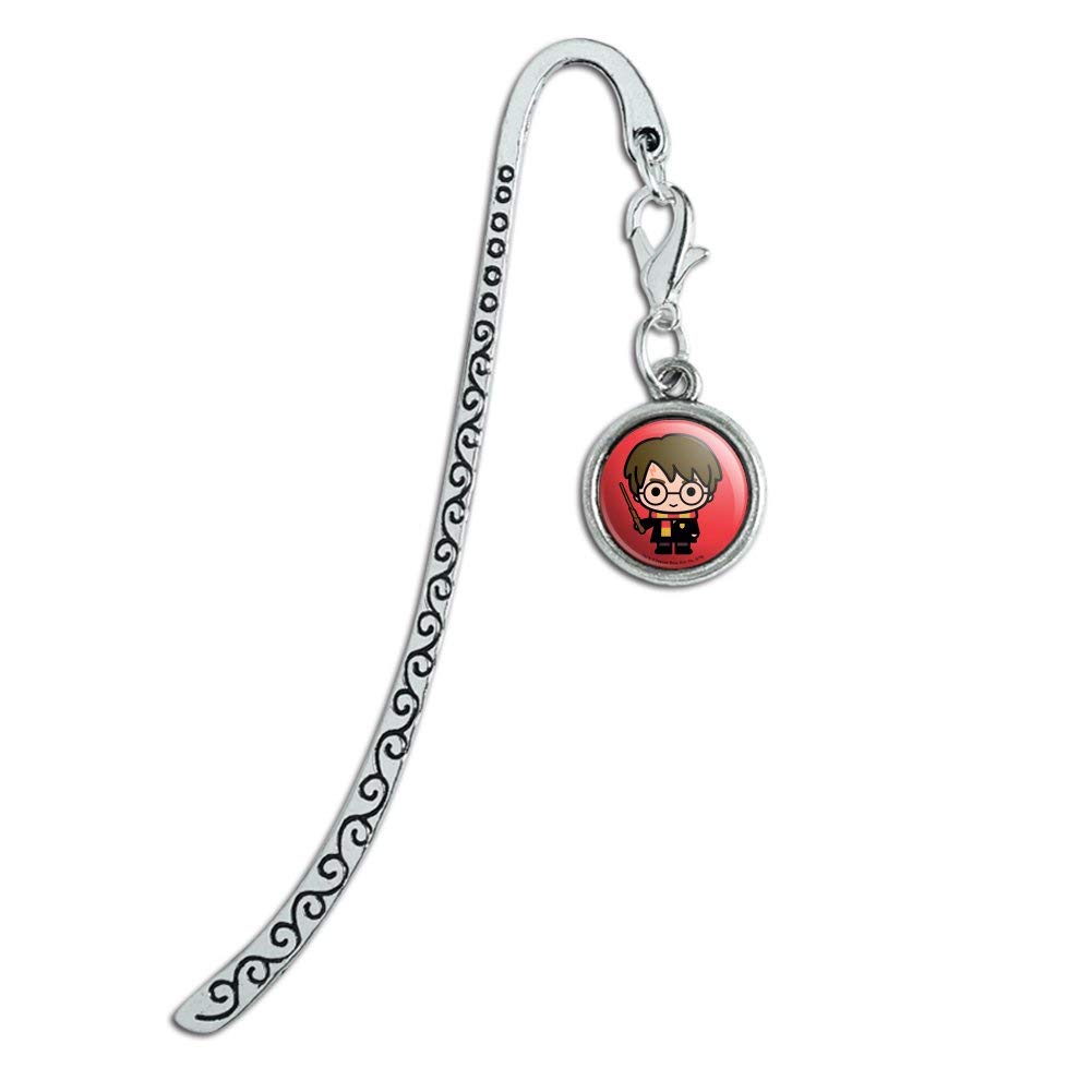 Marcapáginas de metal con dije de personaje Chibi de Harry Potter, Cromado, 3.5 Inches