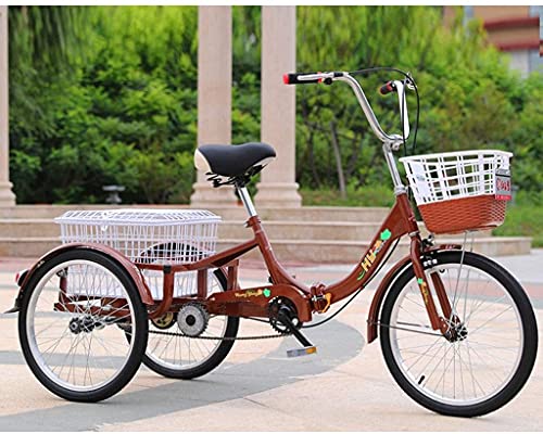 Triciclo para adultos, triciclo plegable de 3 ruedas de 20 pulgadas para compras y viajes, con asiento ajustable, sistema de doble frenado y canasto de carga miniatura 2