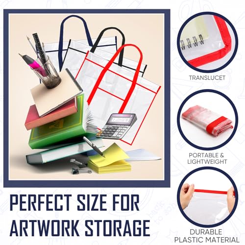 Image of Huhumy 6 Pack Large Poster Storage Bag 29 x 31 Inch Art Portfolio Bag Bulletin Board Holder PVC Portfolio Case Transparent Art Organizer Folder Chart Container for Teacher Paper(Multicolor)