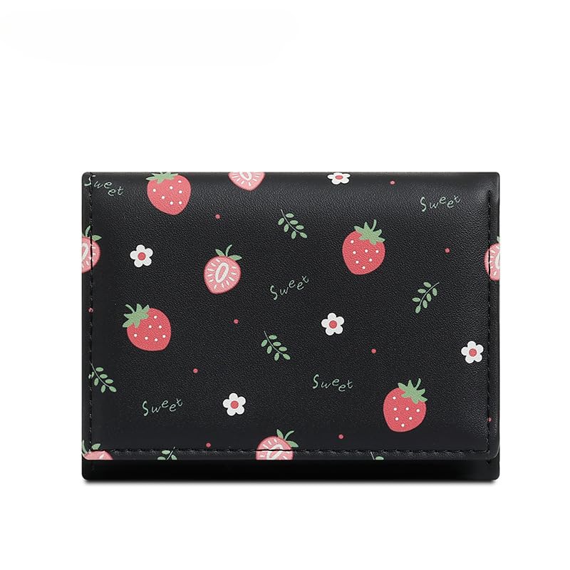 Cute Womens Wallet Coquette Stuff, Aesthetic Trifold Wallet Card Holder Kawaii Purse Cutecore Ladies Mini Short Purse (Black)2