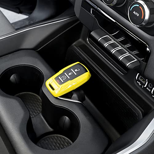 Image of RAZPOY for RAM Key Fob Cover, ABS Key Case Cover Holder Protector Compatible with for 2018-2023 Dodge RAM 1500 2500 3500, Yellow