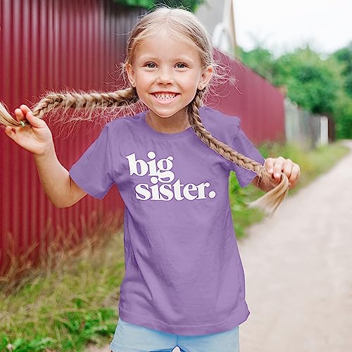 Image of Bold Big Sister Colorful Sibling Reveal Announcement T-Shirt for Baby and Toddler Girls Sibling Outfits