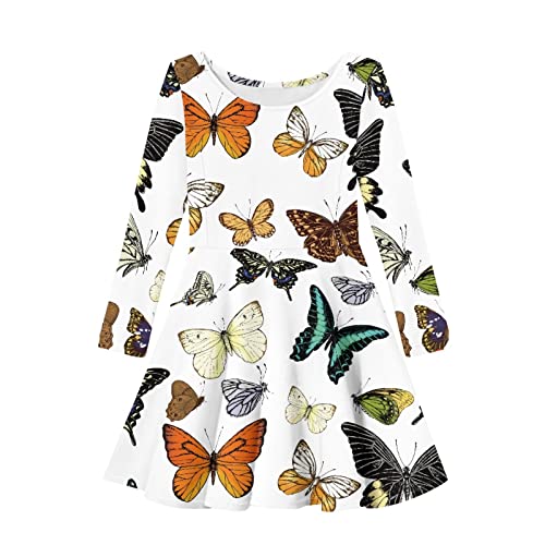 Girls Cute Casual Round Neck Loose Fit Soft Long Sleeve Midi T Shirt Dress