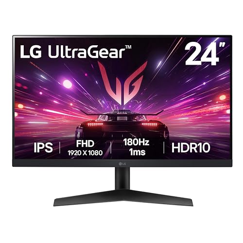 LG 24GS60F-B Ultragear 24-inch IPS Gaming Monitor FHD (1920×1080) 180Hz 1ms AMD FreeSync G-Sync Compatible HDR10 HDMI DisplayPort Black