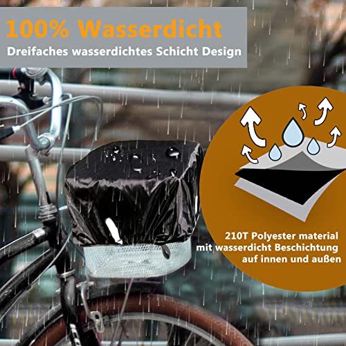 Frelaxy Fahrrad Korbabdeckung wasserdicht mit Reflektorstreifen, Regenschutz Fahrradkorb für vorne, Regenabdeckung für Korb hinten, Einheitsgröße für alle Körbe bis Größe 45x45cm
