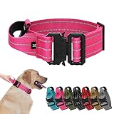 Maiiu Tactical Dog Collar, Adjustable Military Training Reflective Nylon Dog Collar with Control Han