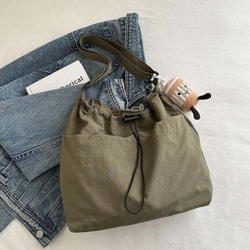 Bolso cruzado con cordón, bolsa casual de lona miniatura 5