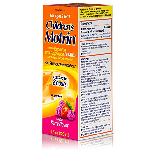 Children's Motrin Oral Suspension, Pain Relief, Ibuprofen, Berry Flavored, 4 Fl Oz #TOP3