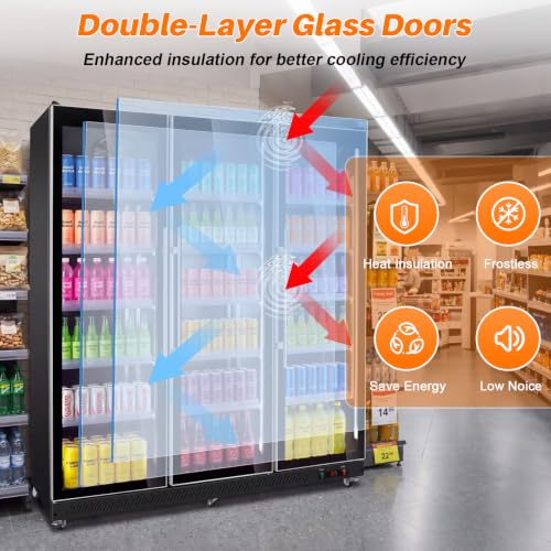 Image of Velivi Triple Zone Commercial Refrigerator, Display Merchandiser Fridge
