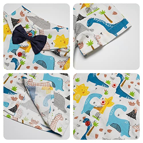 Image of Volunboy Toddler Boy Hawaiian Short Sets Short Sleeve Button Down Shirts Shorts Suit Kids 2 Piece Summer Clothes with Bow Tie