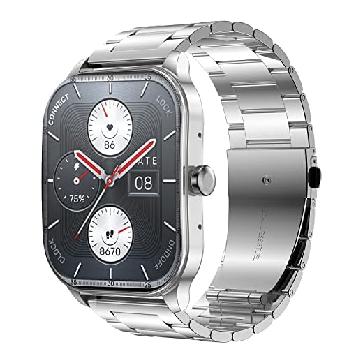 Amazfit Pop 3S Smart Watch with 1.96" AMOLED Display, BT Calling, SpO2, 12-Day Battery Life, 304 Stainless Steel, AI Voice Assistance, 100 Sports Modes, 24H HR Monitor, Music Control (Metallic Sliver)