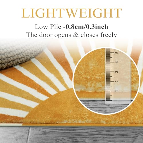 Lahome Boho Round Rugs - 4Ft Washable Non-Slip Small Round Area Rug Throw Soft Sofa Kids Nursery Room Rug Rainbow Sun Print Distressed Round Carpet For Bedroom Entryway Living Room Dining Room thumb #5