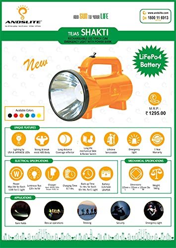 ANDSLITE TEJAS SHAKTI Rechargeable Torch Light - Image 7