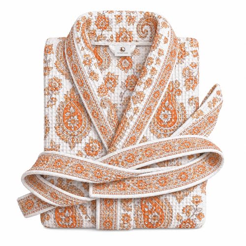 Image of Cotton Waffle Bathrobe for Women and Men, Lightweight Soft Unisex Knee Length Cotton Robe, Premium Comfortable Dressing Gown for Home Loungewear Use and Relaxation Bathrobe