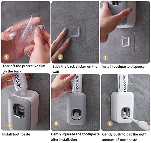 CXYHMG Toothpaste Dispenser, 2 PCS Automatic Toothpaste Squeezer, Wall Mounted Bathroom Accessories for Kids & Family Shower. (2 White) - Thumbnail 3
