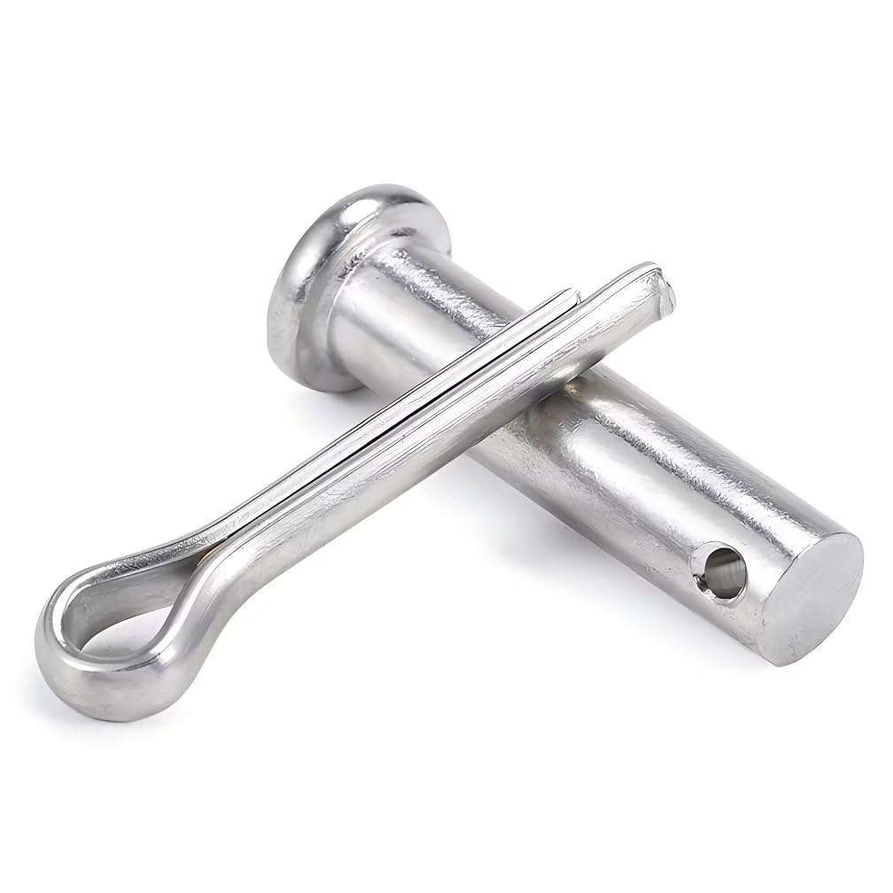 Perni a Foro a Testa Piatta & Copiglie Set, Perni a Forcella a Foro Singolo in Acciaio Inox M4x10mm (10 Pezzi)