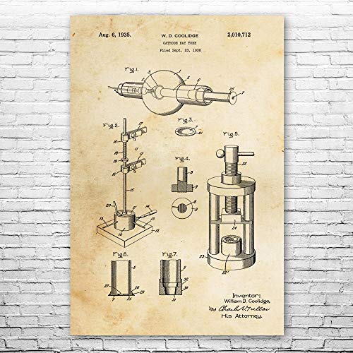 Cathode Ray Tube Poster Print, Engineering Gift, CRT Wall Art, Science Teacher Gift, Vintage Tv Art, CRT Monitor Decor Vintage Paper (11 inch x 14 inch)