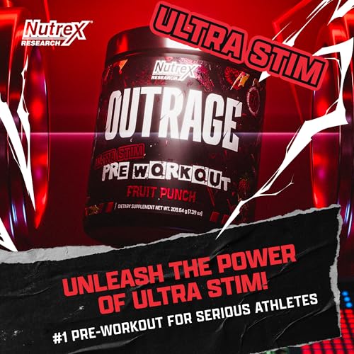 Image of Outrage Ultra HIGH STIM Pre-Workout Powder for Men Fruit Punch | 400mg Caffeine, L-Citrulline, Beta-Alanine, Creatine | Extreme Energy, Focus, Strength & Endurance | 30 Servings