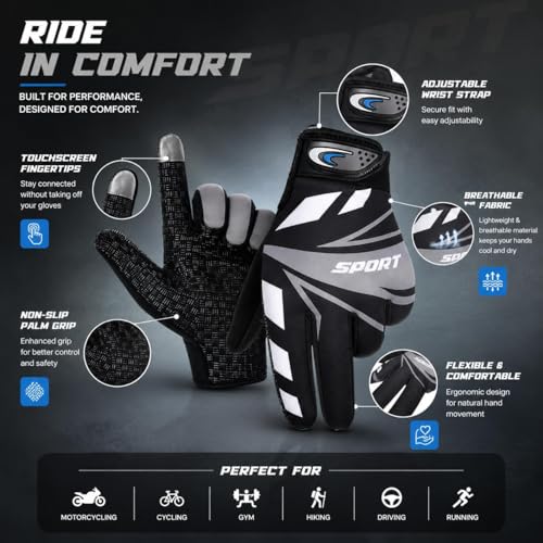 Image of Leosportz Summer UV Protection Gloves for Men & Women | Touchscreen Cycling Gloves with Anti-Slip Palm Grip | Breathable Cooling Riding Gloves for Bike, Motorcycle, Hiking & Outdoor Sports (Blue)