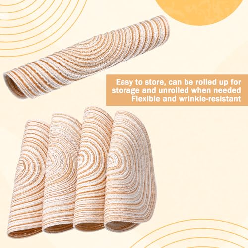 7 Inch Round Braided Placemats Set, 6PCS Woven Placemats, Beige Coffee Mat, Washable Heat Resistant Cotton Polyester Circle Placemat, Table Mats for Home, Wedding, Party, Kitchen and Dinner - Image 4