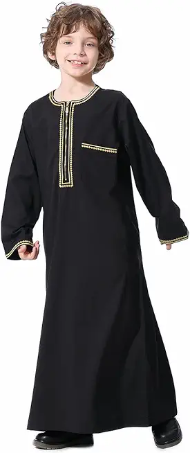 Boy's Long Sleeve Kaftan Embroidered Thobe