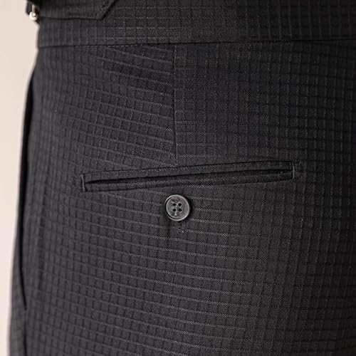 Xiaojmake Mens Waffle Knit Dress Pants Pleat Front Straight Leg Business Slacks Casual Work Suit Trousers with Pockets2