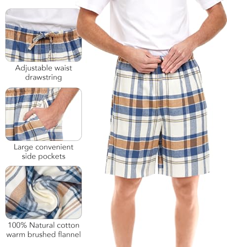 Andrew Scott Men's Cotton Flannel Knee Length Shorts | Drawstring & Pockets Boxer Sleep Shorts | Multi Packs4