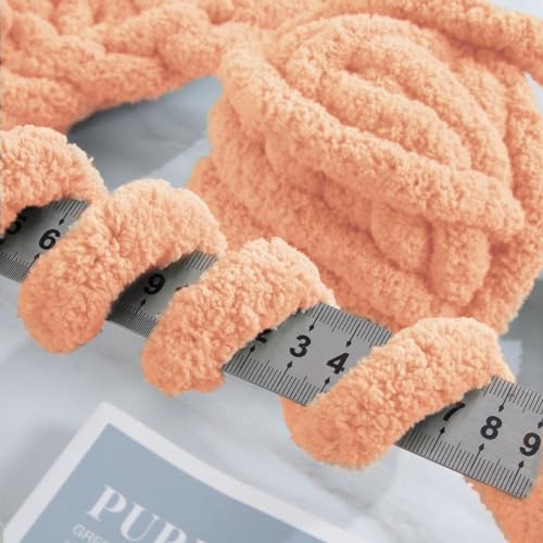 Hilo de felpilla grueso rosa albaricoque antipresión para tejer mantas 5