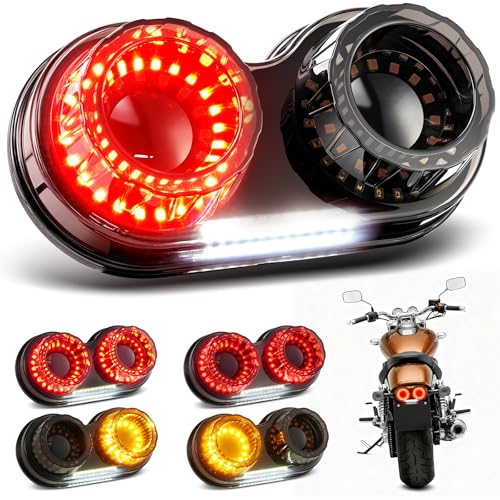Image of PBYMT Motorcycle Tail Light, 90LEDs Motorcycle Brake Light, IP67 Waterproof Running Light without License Plate Bracket Fit for Street Bike Cruiser Chopper Bobber, Smoke