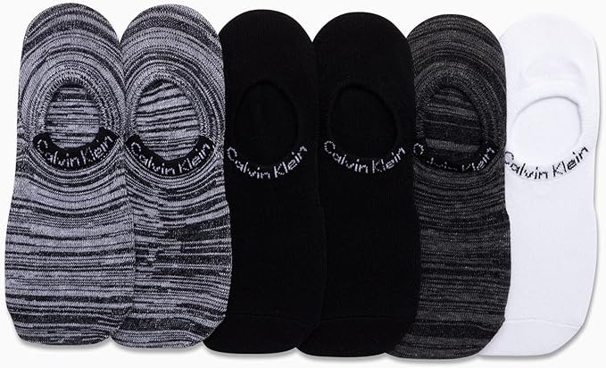 Image of Calvin Klein Womens No Show Socks - 6 Pack Non Slip Heel Lightweight Cotton Blend Low Cut Invisible Socks for Women