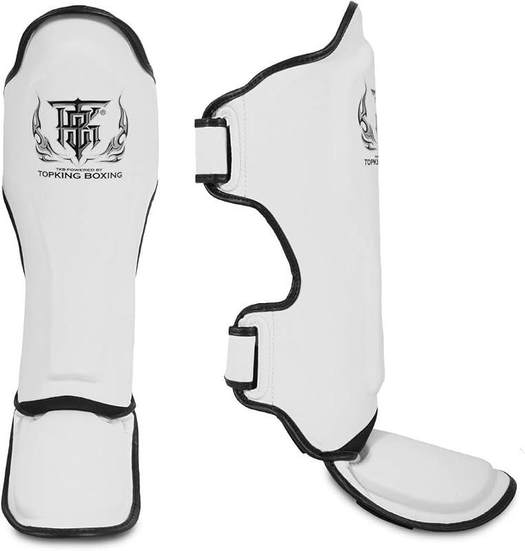 Top King New Pro Leather Shin Guards for Muay Thai