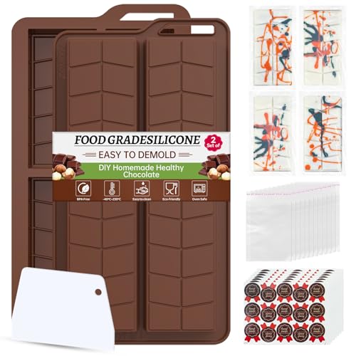 Molde de silicona para bombones, moldes de chocolate, molde de silicona muy profundo, molde de silicona para chocolate, chocolate, dulces, con 100 bolsas
