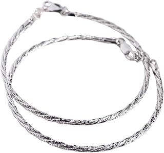 Zvar 925 sterling silver bangles for women & girls | Silver Twisted Hoop bangle Round Design | Free size | 1 Pair Price In India