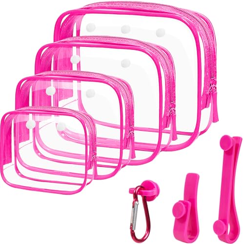 Image of LETGO 4 PCS Clear Insert Bag for Bogg Bag, 4 Sizes Waterproof Beach Bag Organizer Pouch with Bogg Bag Hooks Accessories,Transparent Zipper Makeup Toiletry Bag for Rubber Tote Bag Beach Travel