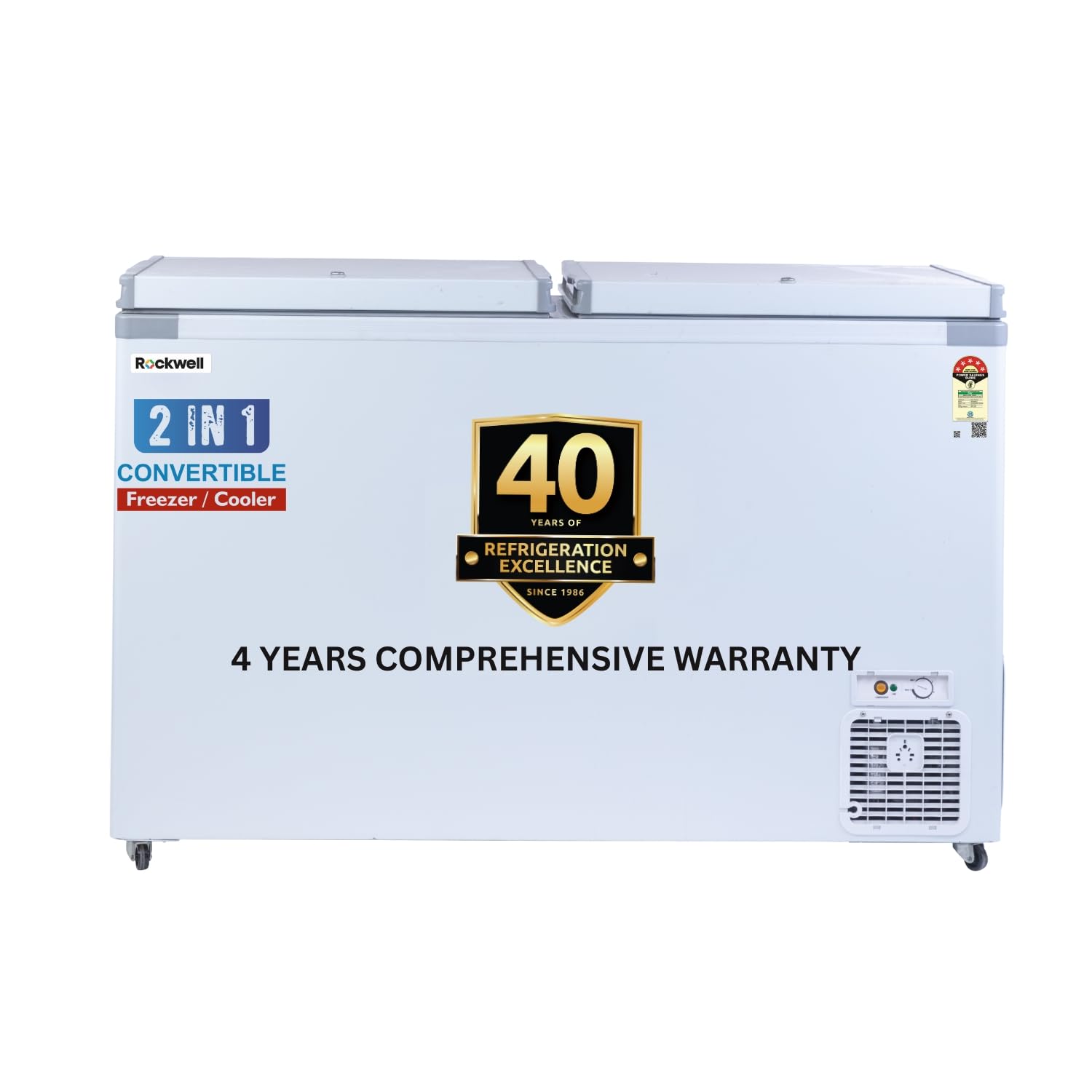 Rockwell 450DDU Double Door 5 Star Convertible Deep Freezer | Fast Cooling, Low Power Consumption, 4 Year Warranty, Energy Efficient, Perfect for Restaurants & Homes, Dual Mode Use