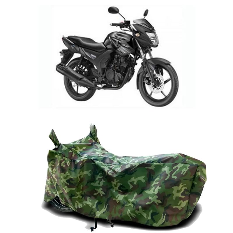 Image of DUFFEL-100% Heat Protection Two Wheeler Bike /Scooty Body Cover for Yamaha SZ-RR V BS6 Water Resistance /UV-Rays /Birds Dropping /Scratchproof /Dust Proof /Waterproof[Green Jungle Print]