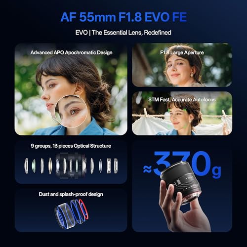 Image of VILTROX AF 55mm F1.8 EVO APO FE Lens for Sony E-Mount, 55mm f /1.8 Large Aperture STM Autofocus Full Frame Prime Lens for Sony a7IV a7CII a7RV a7S III ZV-E10 II ZV-E10 a6700 a6400 a7iii a9 ZVE1 A1