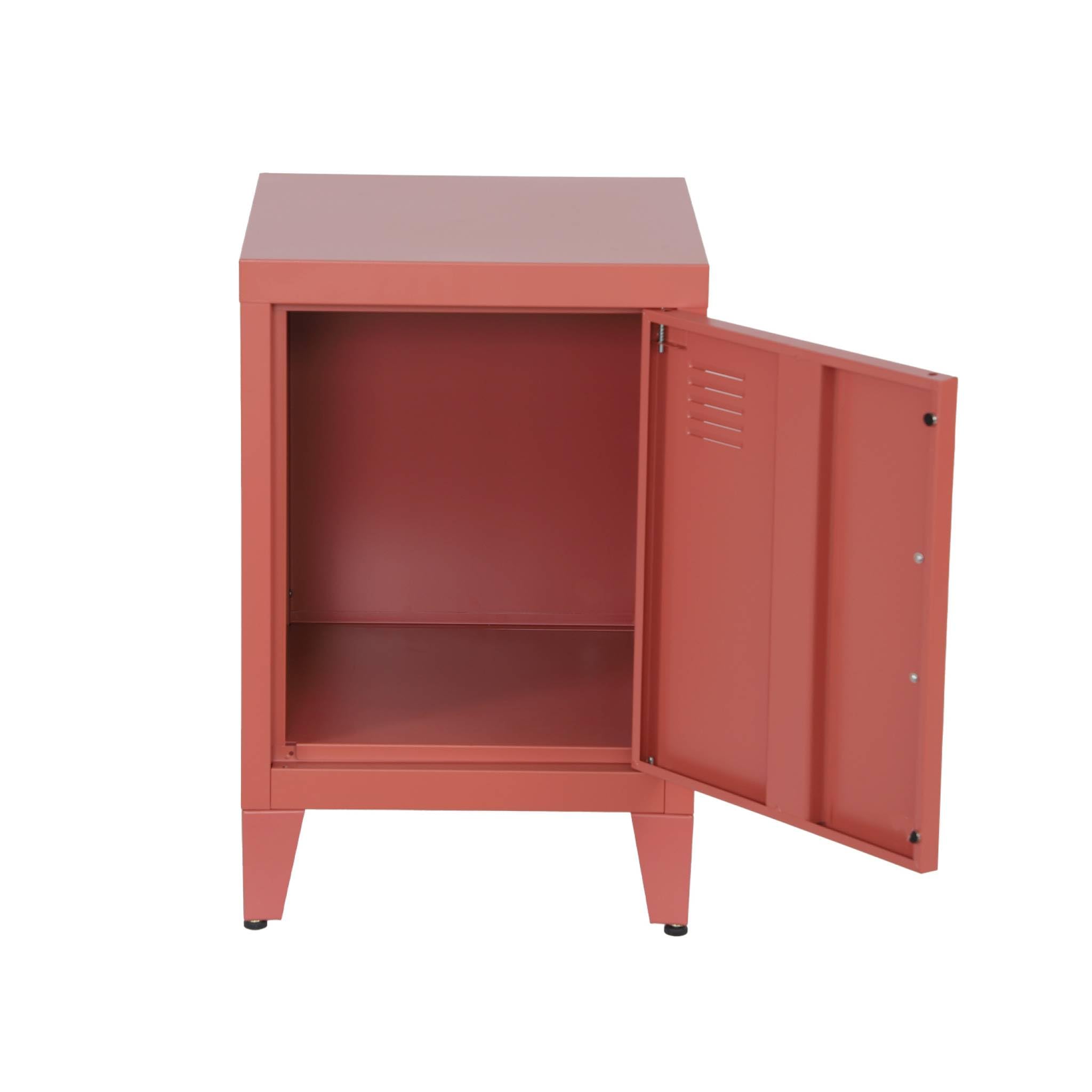 sweeek - Table de Chevet en Acier Terracotta. 1 Porte. casier. Chambre Enfant