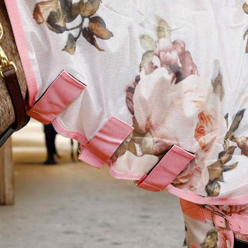 Image of Jeffers Expression Soft Mesh Fly Sheet for Horses 69 inch - Rose Garden Pattern, Lightweight Mesh Combo Neck Sheet, Breathable UV Protection, Summer Horse Blanket with Straps for Stable or Turnout