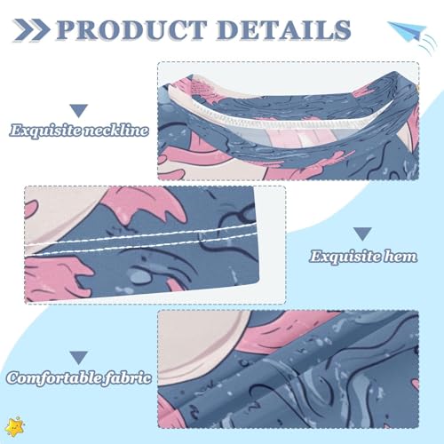 Boys Short Sleeve T-Shirts Axolotls Sea Blue Rashguard Kids Swim Shirts Sun UPF 50+3