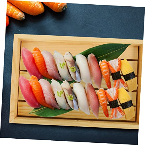 Plato rectangular de sushi japonés de madera miniatura 6
