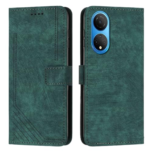 Étui Honor X7 avec dragonne et porte-carte intégré clapet vert