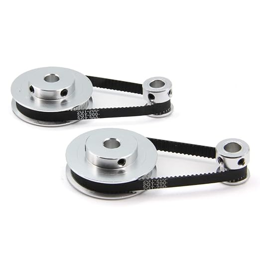 2Kit 2GT Synchronous Wheel 20&60 Teeth 8mm Bore Aluminum Timing Pulley with 2pcs Length 200mm Width 6mm Belt (20-60T-8B-6)