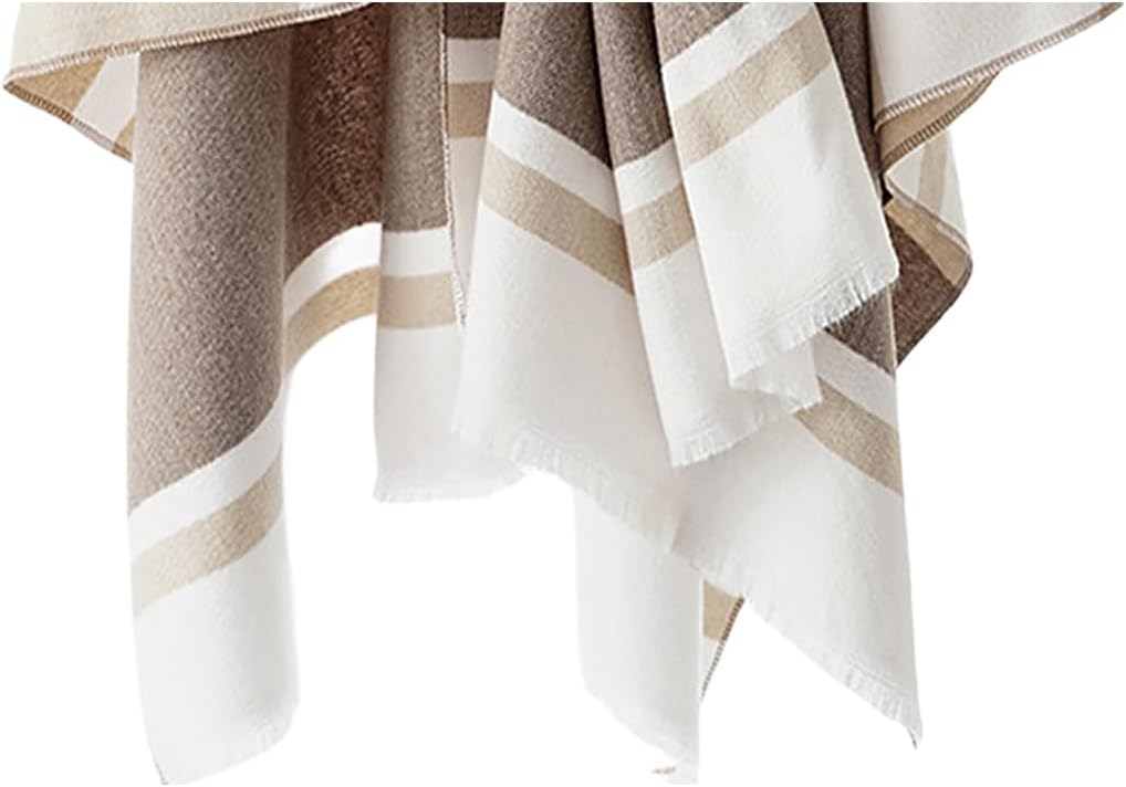 Aedvoouer Women's Plaid Shawl Wraps Open Front Poncho Sweater Oversized Cape Cardigan Shawls for Fall Winter - Image 4