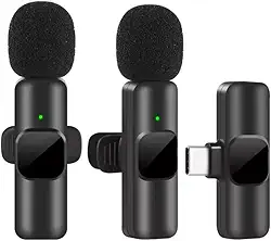 Microfone de Lapela Sem Fio USB- Tipo C Plug & Play para Celular Android e iPhone – Redução de Ruído, Som Profissional, Ideal para Vídeos, Podcast, Lives, Entrevistas e YouTube