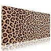 Wknoon. Alfombrilla de mouse extragrande para juegos y oficina (31.5 x 11.8 pulgadas), estampado de leopardo retro vintage, tapete de escritorio XXL antideslizante prémium con bordes cosidos duraderos
