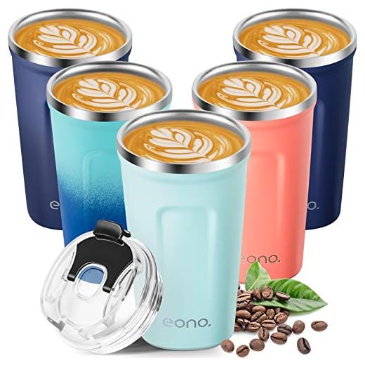 Amazon Brand - Eono Termo Cafe para Llevar 380 ml, Vaso Termico Cafe para Bebidas Frías y Calientes, Reutilizable Taza Termo con doble pared de Acero Inoxidable sin BPA y Fácil de Limpiar