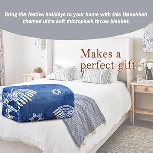 Maccabbee Collection Microplush Holiday Throw Blanket 60 X 50 Hanukkah Menorah