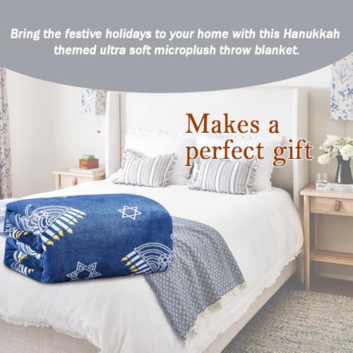 Maccabbee-Collection-Microplush-Holiday-Throw-Blanket-60-X-50-Hanukkah-Menorah Maccabbee Collection Microplush Holiday Throw Blanket 60 X 50 Hanukkah Menorah